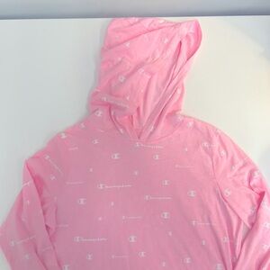 Youth Champion Long Sleeve Hooded Xlarge Pink Top/Blouse